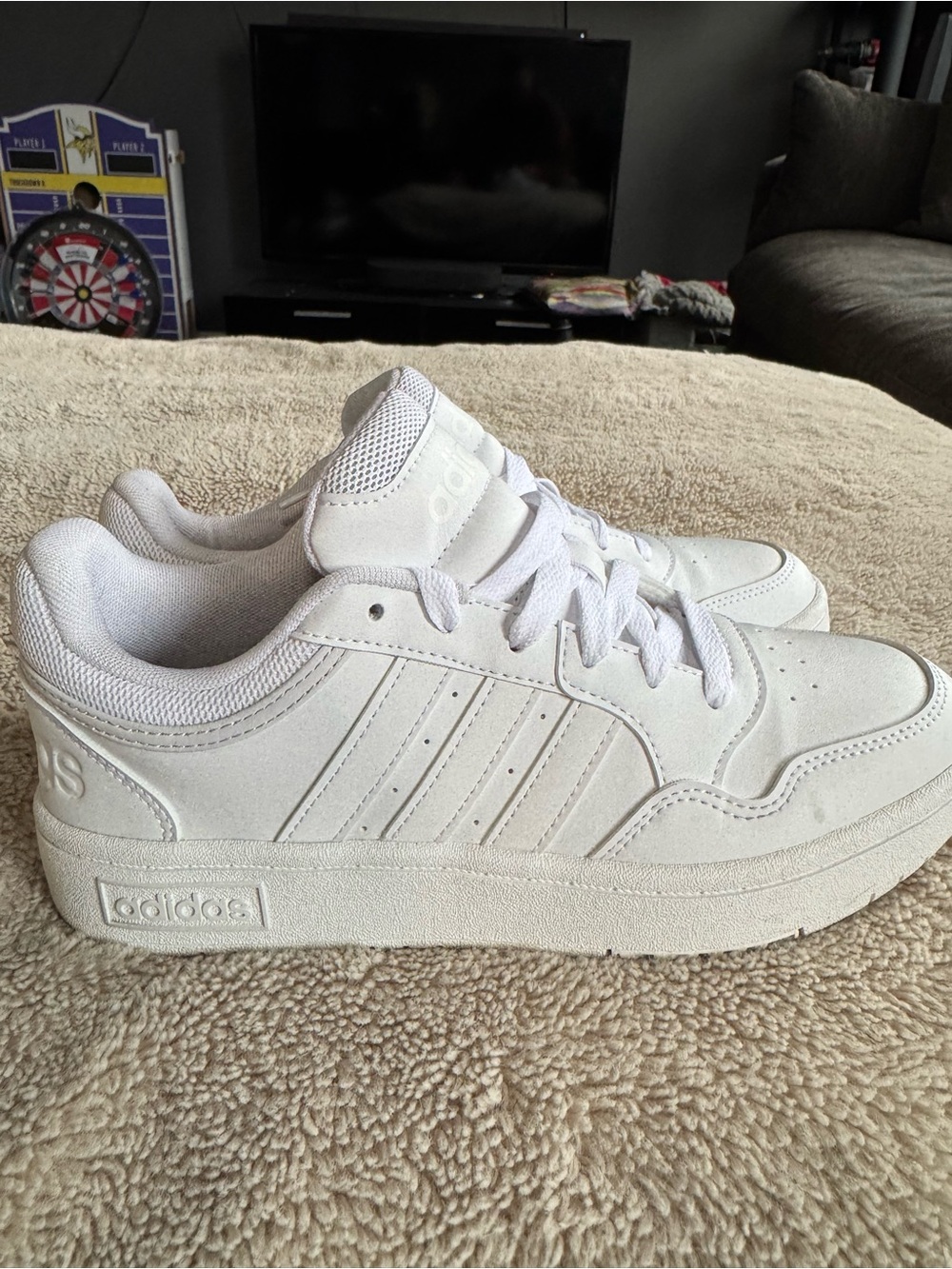 WORN ONCE Women’s Adidas White Low Tops Size 6